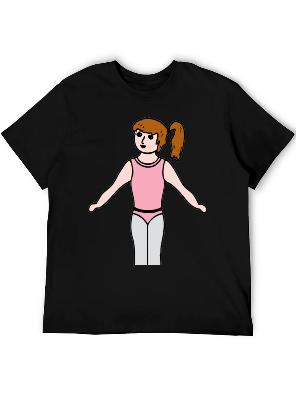 Girl Gymnast T-Shirt - Black Cotton Tee