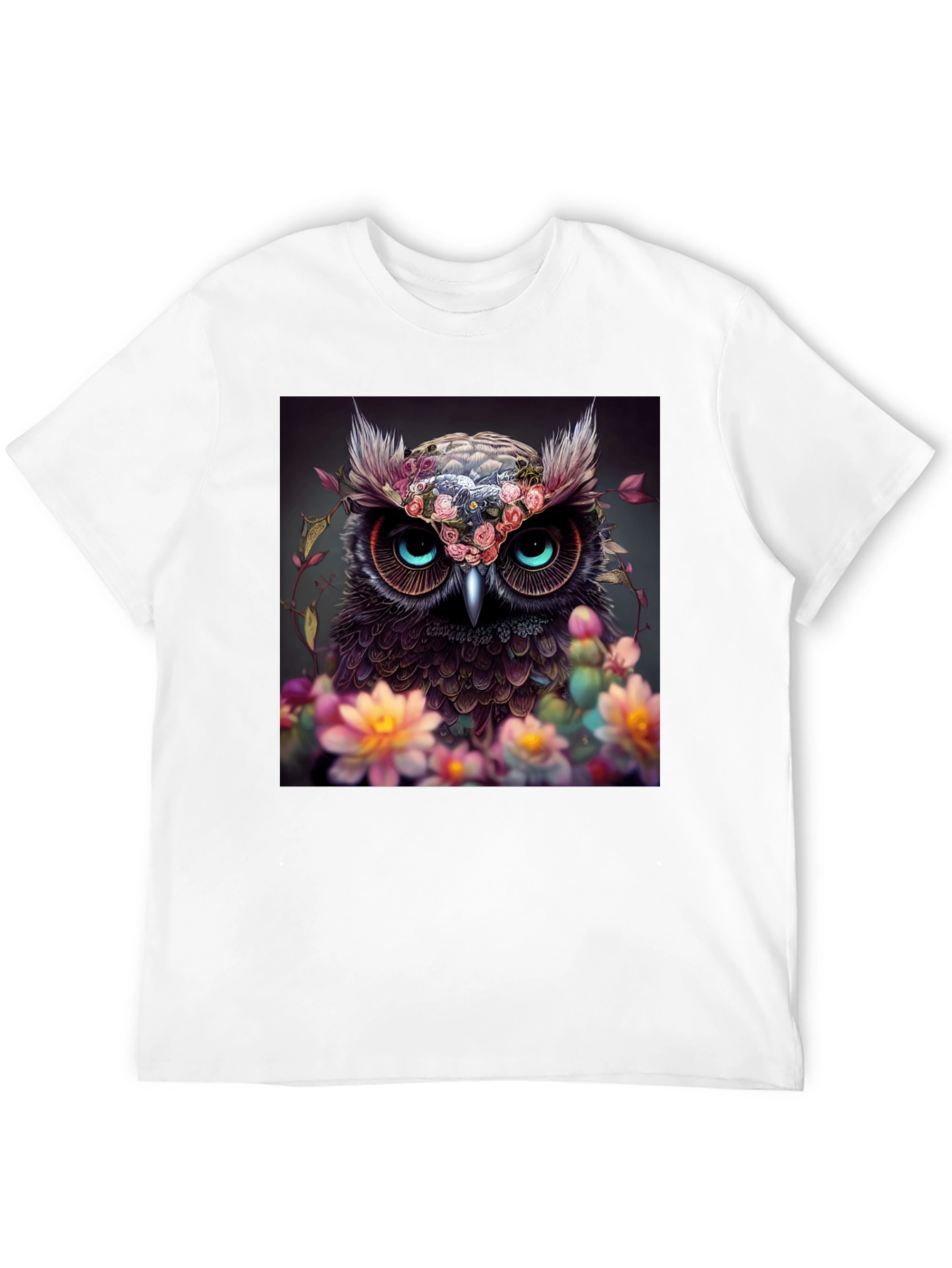 Owl & Floral Graphic Black T-Shirt