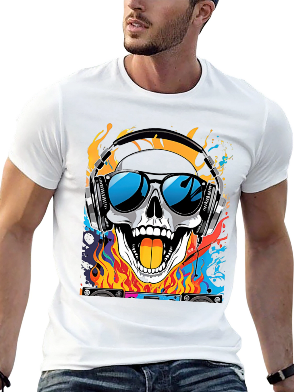 Skull DJ T-Shirt - Cool Graphic Tee