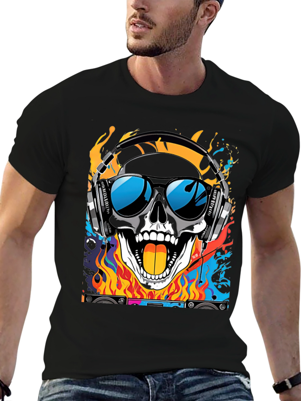 Skull DJ T-Shirt - Cool Graphic Tee