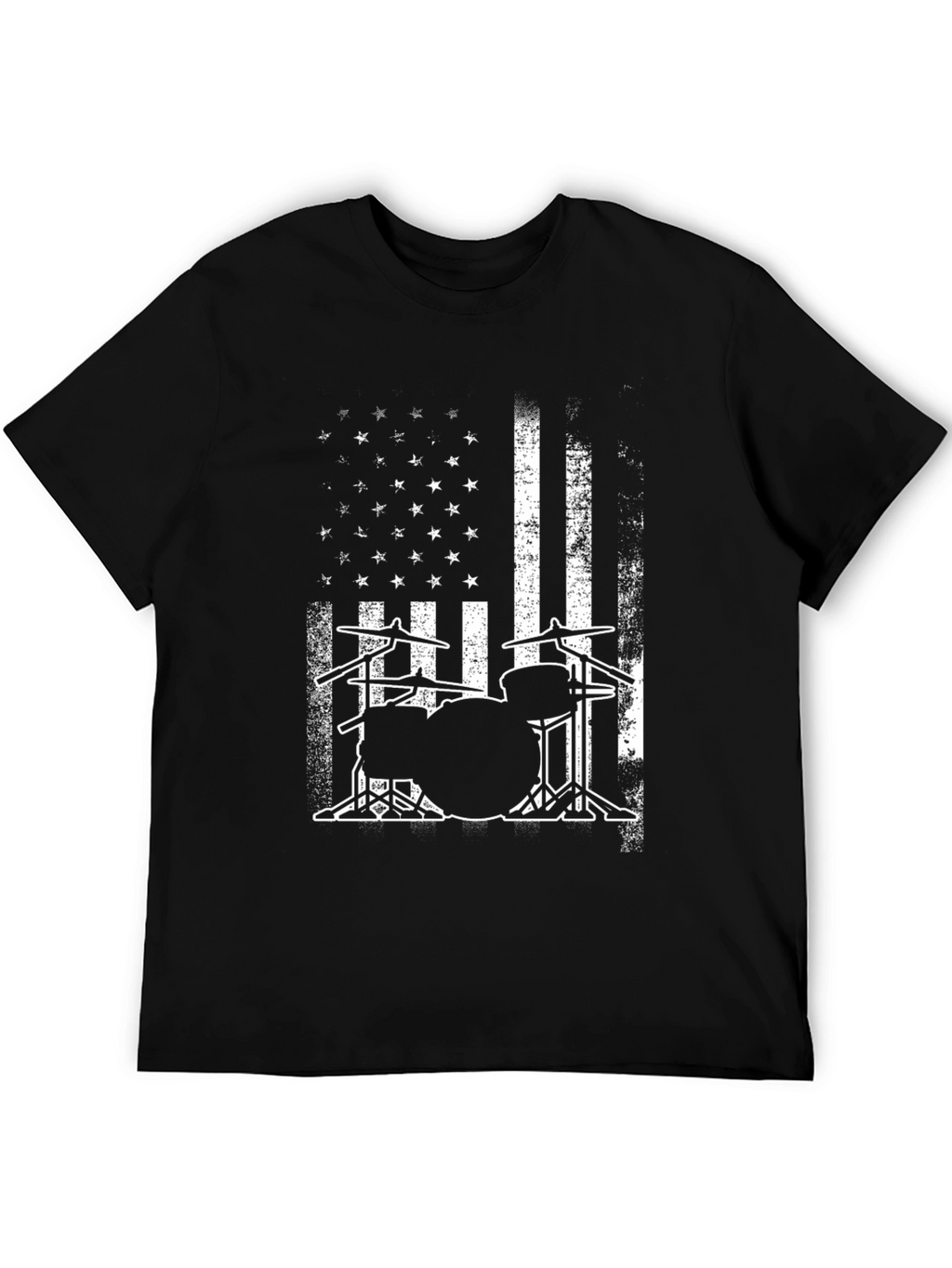 Drum Set American Flag Graphic T-Shirt