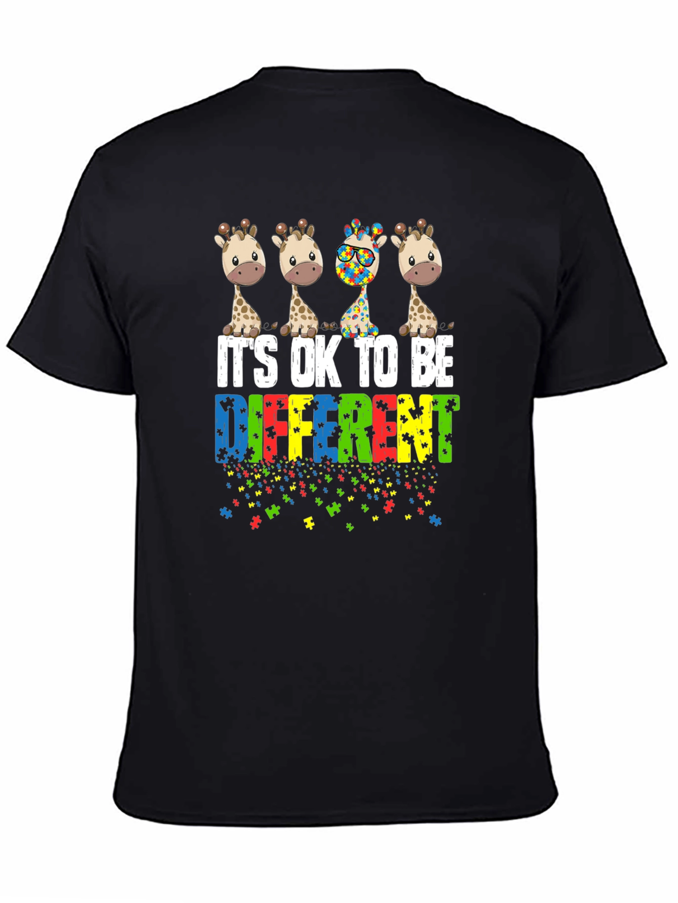 Autism Awareness Giraffe T-Shirt - Its Okay To Be Different