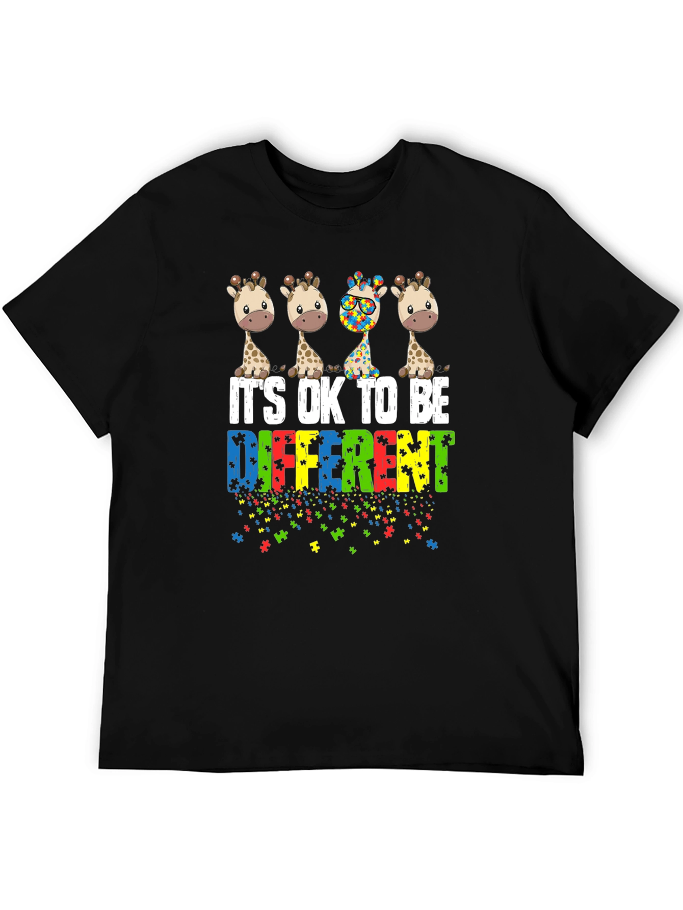 Autism Awareness Giraffe T-Shirt - Its Okay To Be Different