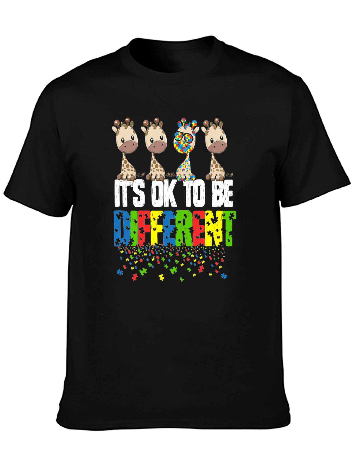 Autism Awareness Giraffe T-Shirt - Its Okay To Be Different
