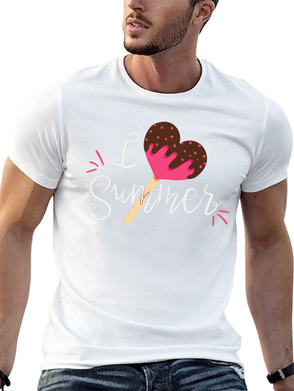 I Love Summer Heart Ice Cream Graphic T-Shirt