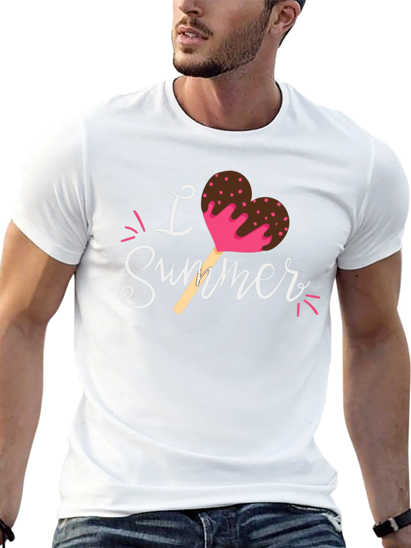 I Love Summer Heart Ice Cream Graphic T-Shirt