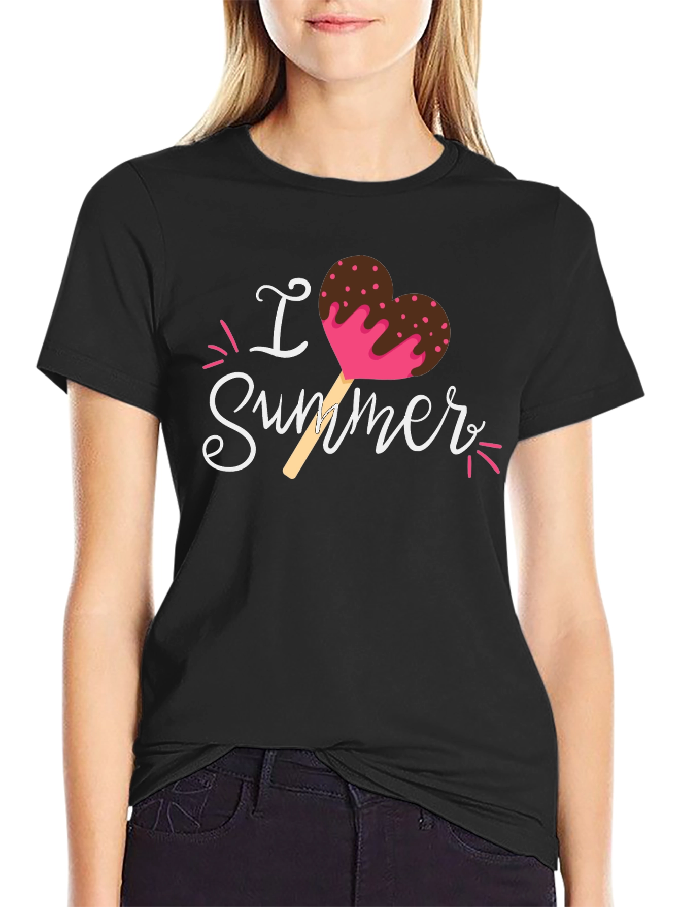 I Love Summer Heart Ice Cream Graphic T-Shirt