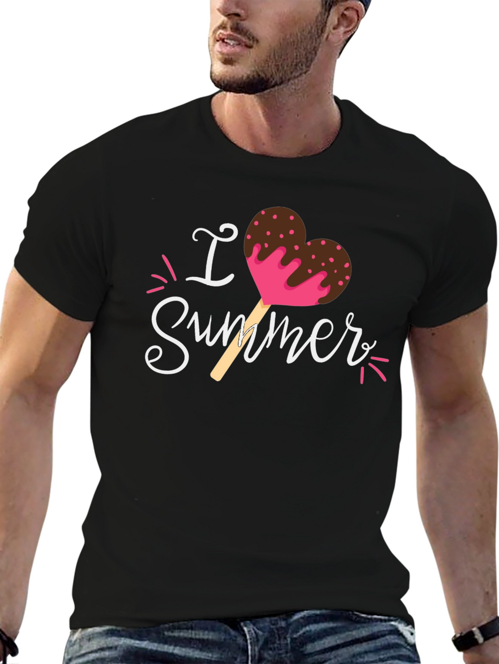 I Love Summer Heart Ice Cream Graphic T-Shirt