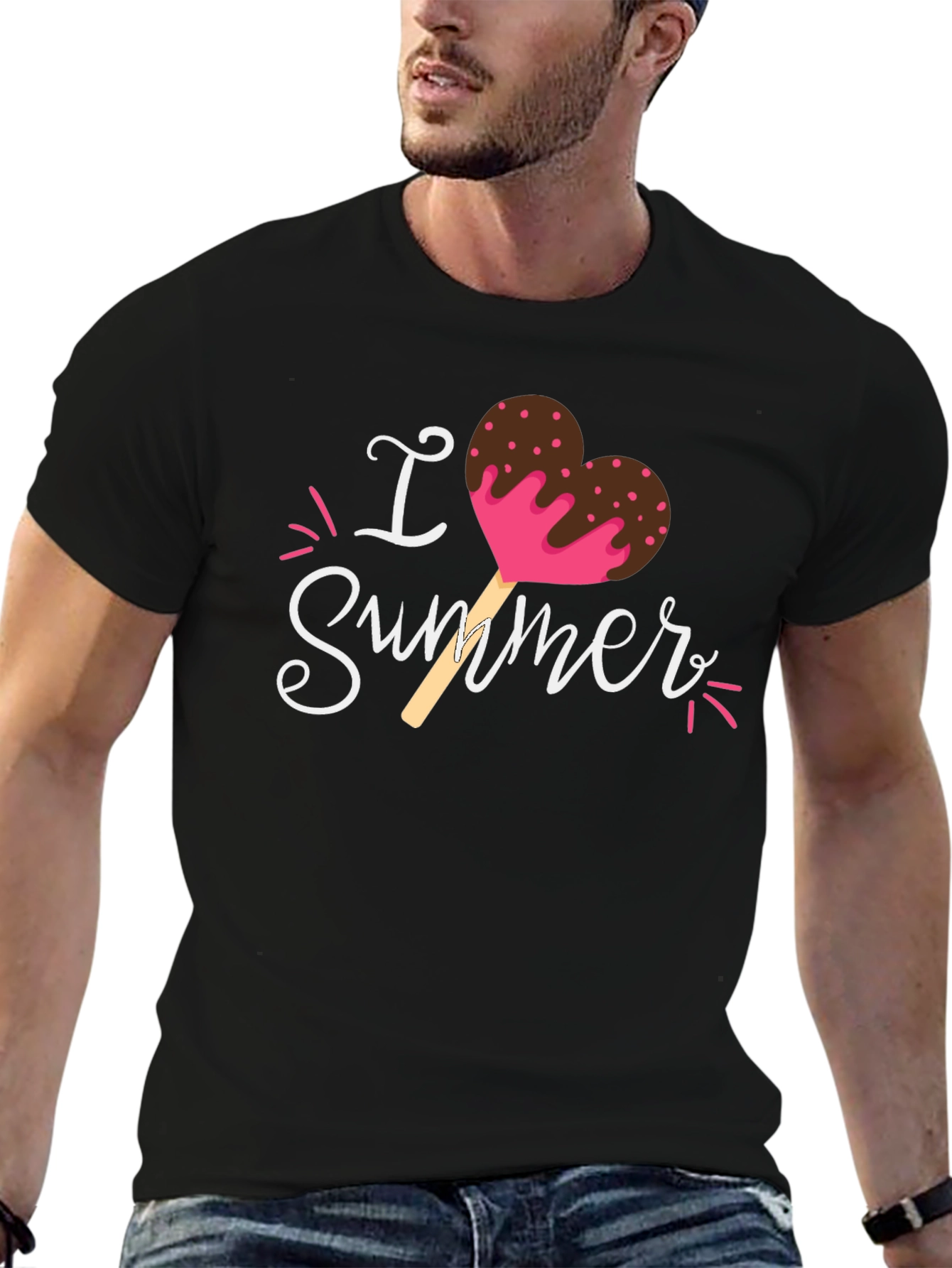 I Love Summer Heart Ice Cream Graphic T-Shirt