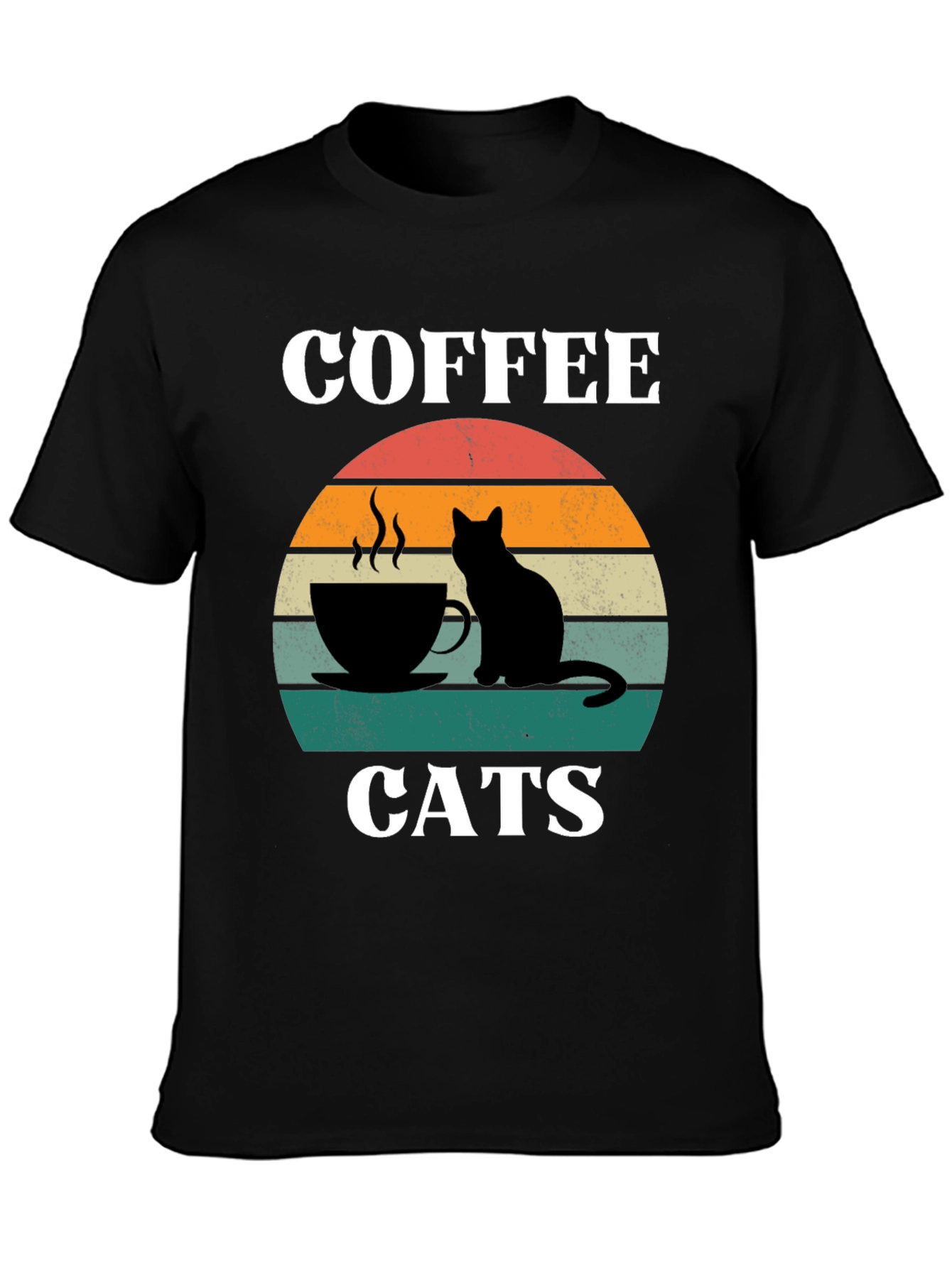 Coffee Cats Graphic T-Shirt Cool Cat Lover Tee