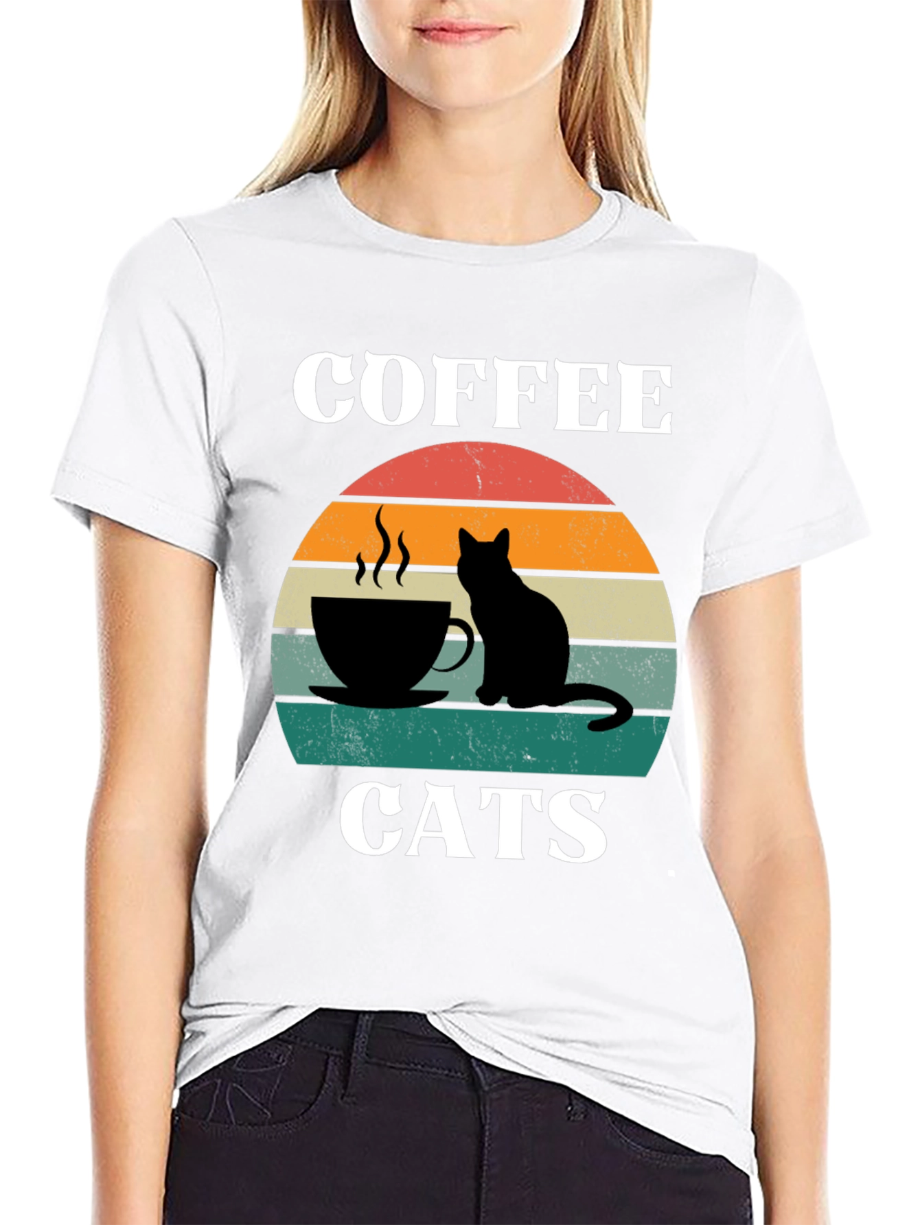 Coffee Cats Graphic T-Shirt Cool Cat Lover Tee
