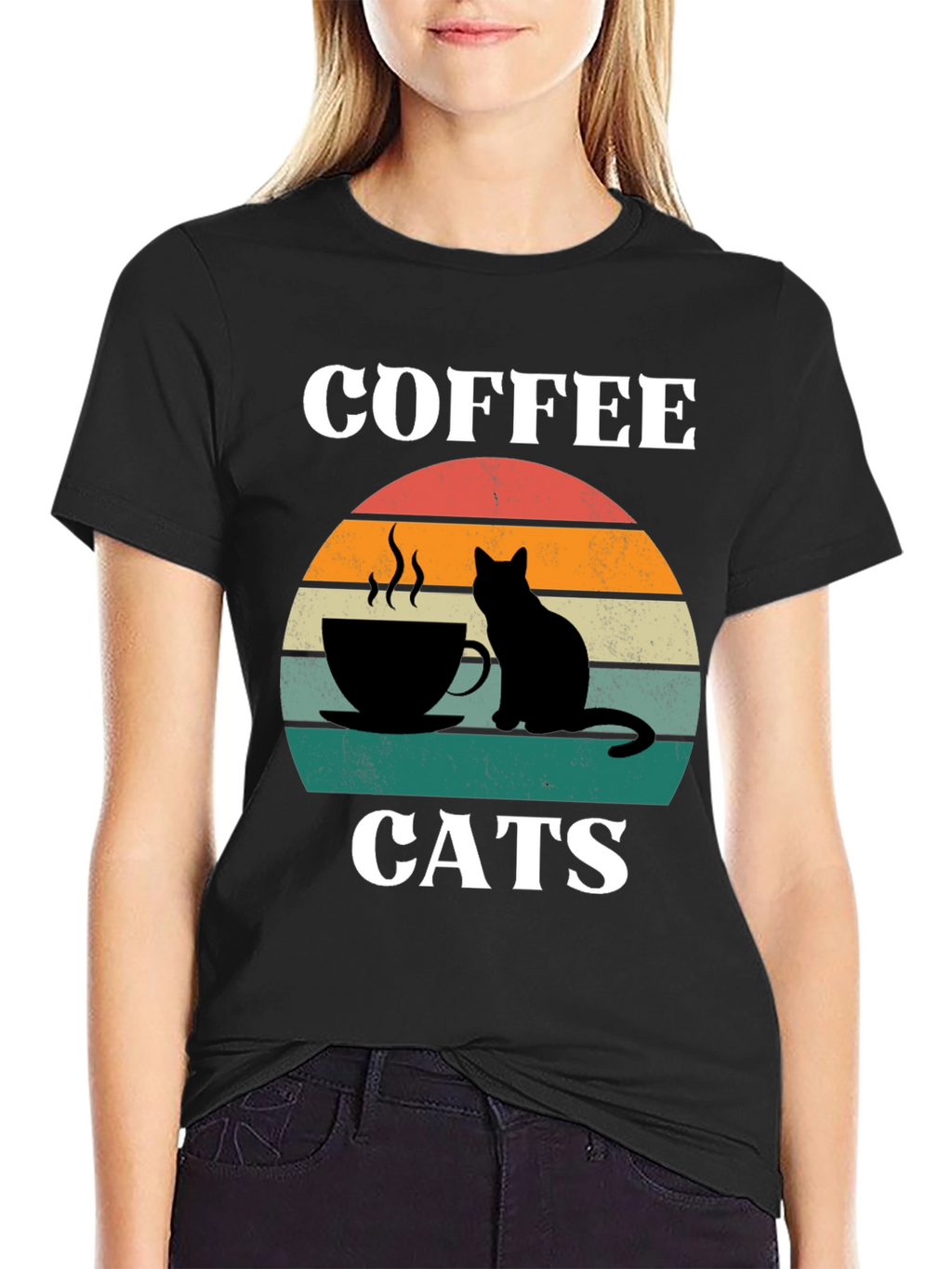 Coffee Cats Graphic T-Shirt Cool Cat Lover Tee