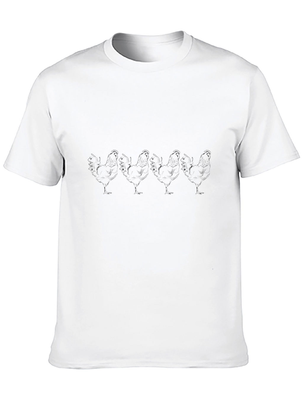 Rooster Line Art Black T-Shirt