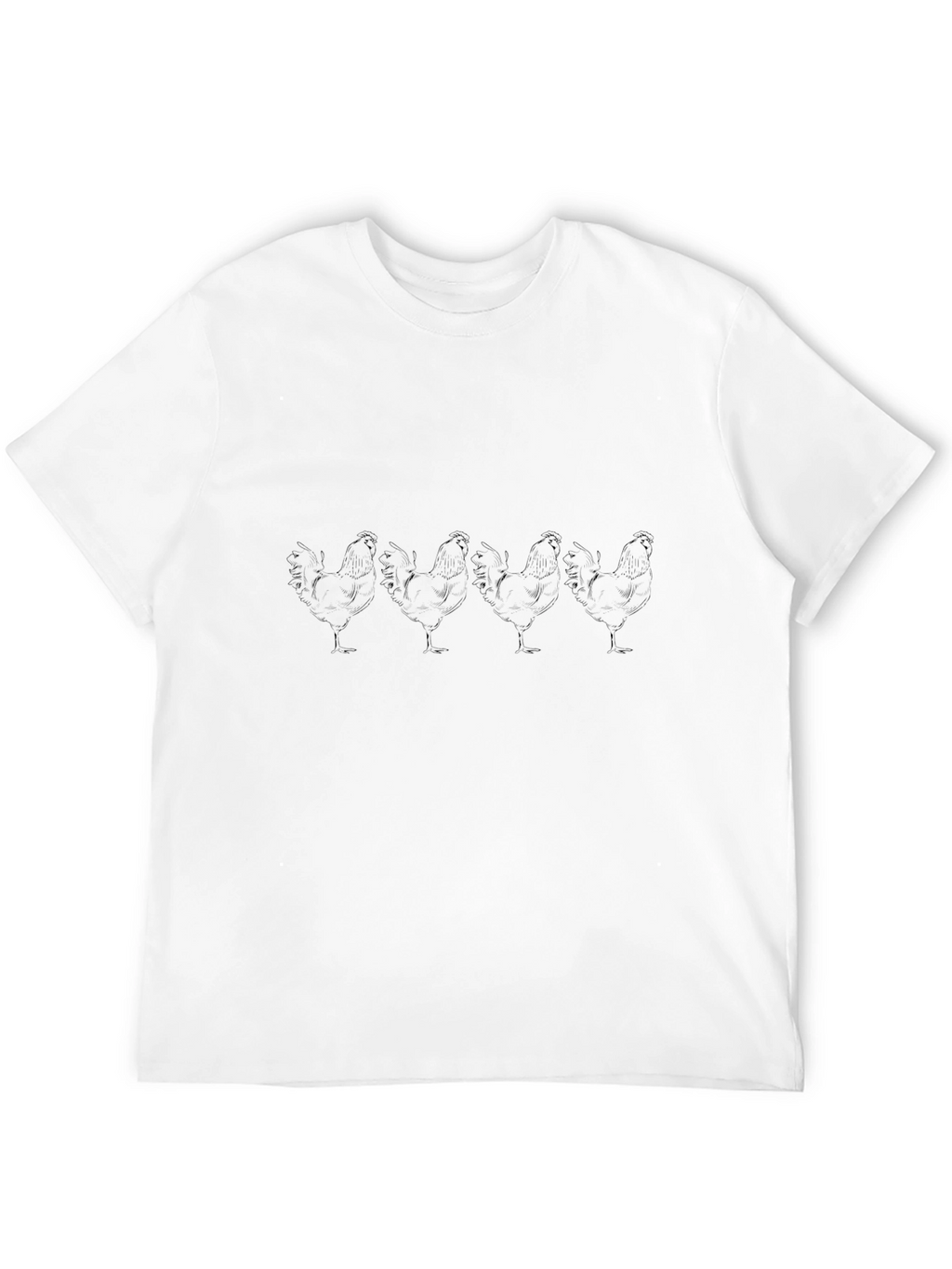 Rooster Line Art Black T-Shirt