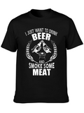 Drink Beer Smoke Meat Black Graphic Tee