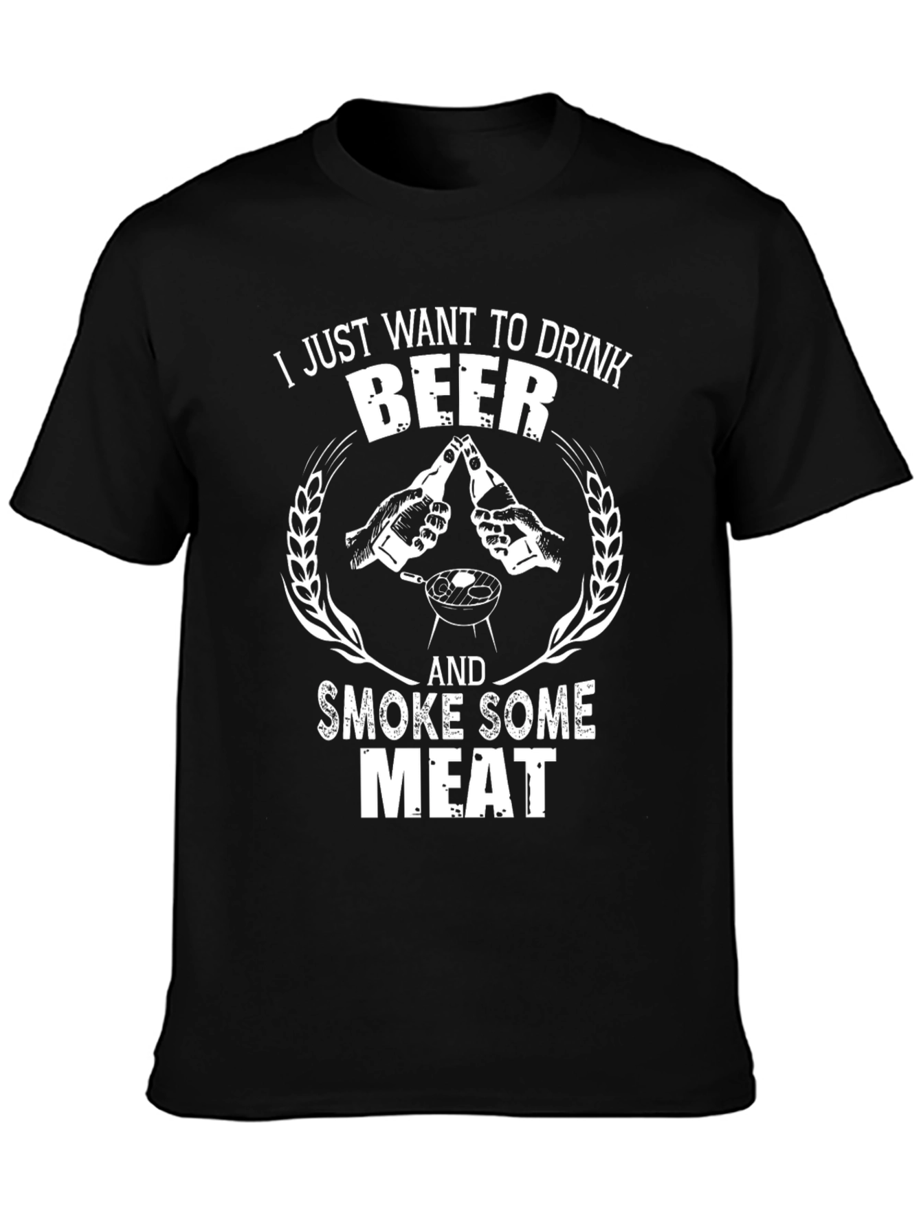 Drink Beer Smoke Meat Black Graphic Tee