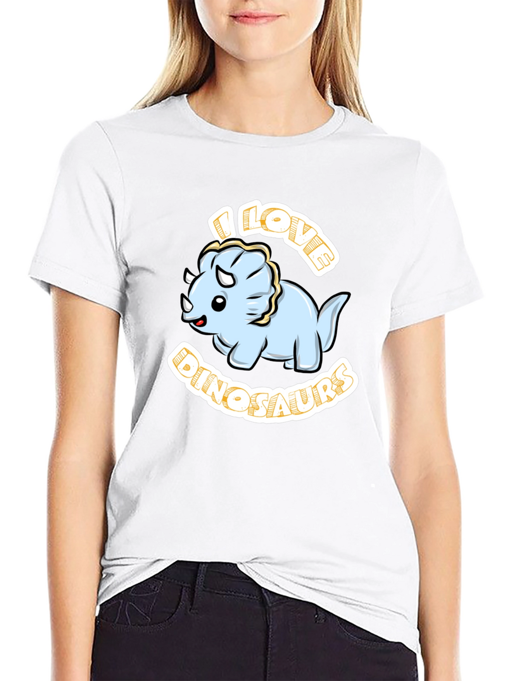 I Love Dinosaurs Triceratops Black T-Shirt
