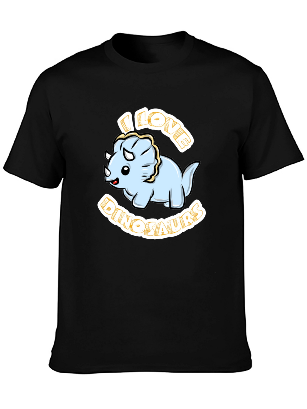 I Love Dinosaurs Triceratops Black T-Shirt