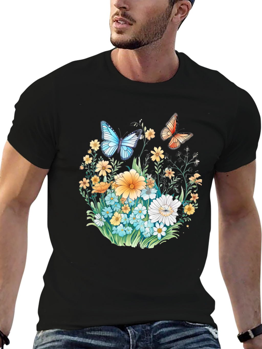 Floral Butterfly Graphic T-Shirt