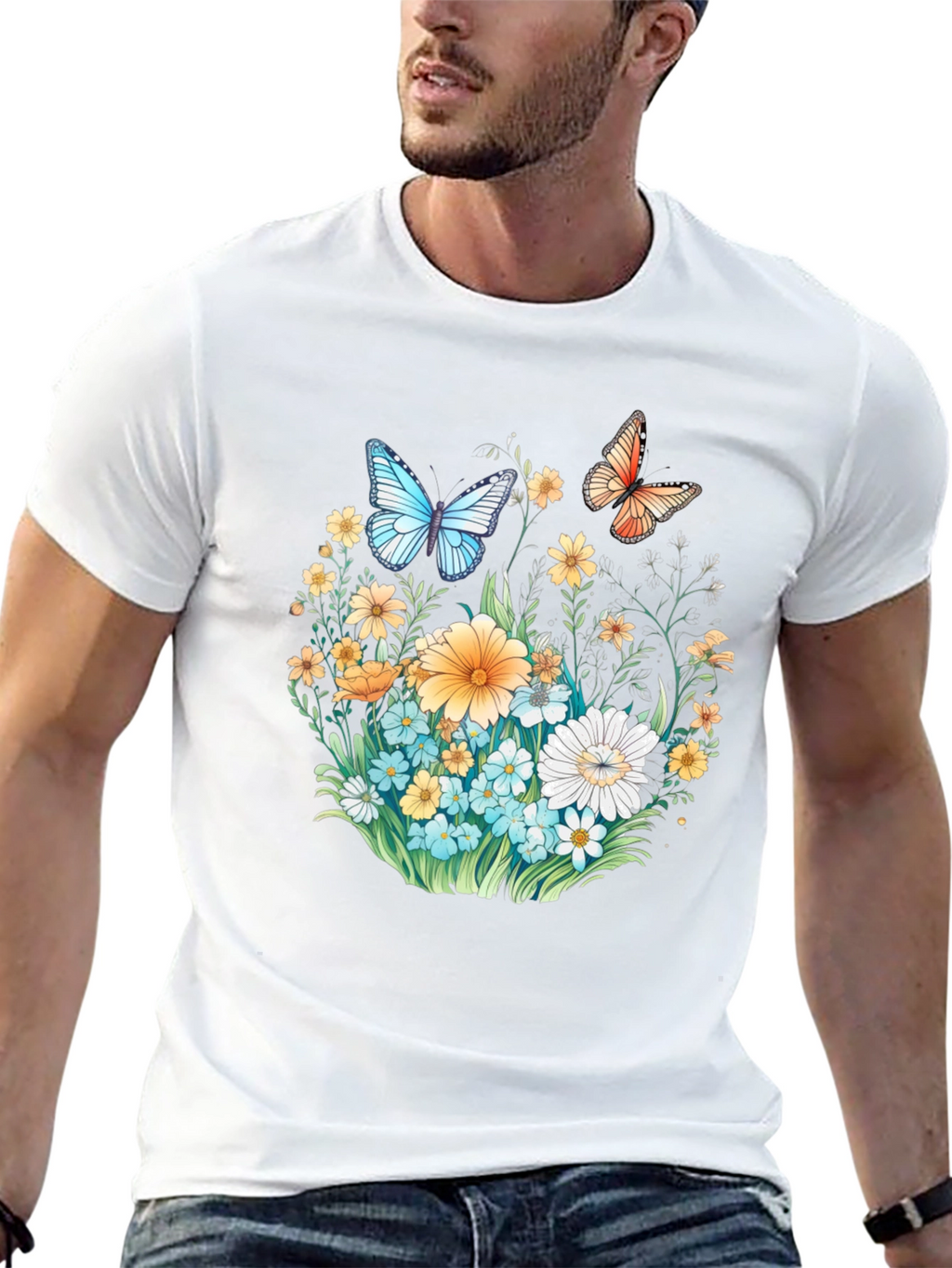 Floral Butterfly Graphic T-Shirt
