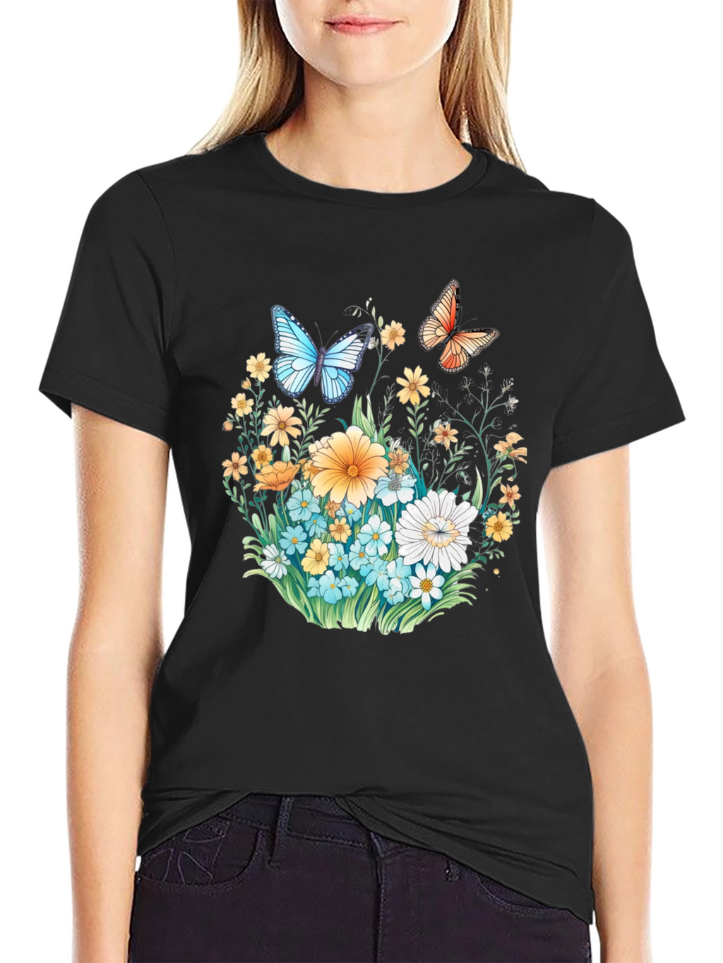 Floral Butterfly Graphic T-Shirt