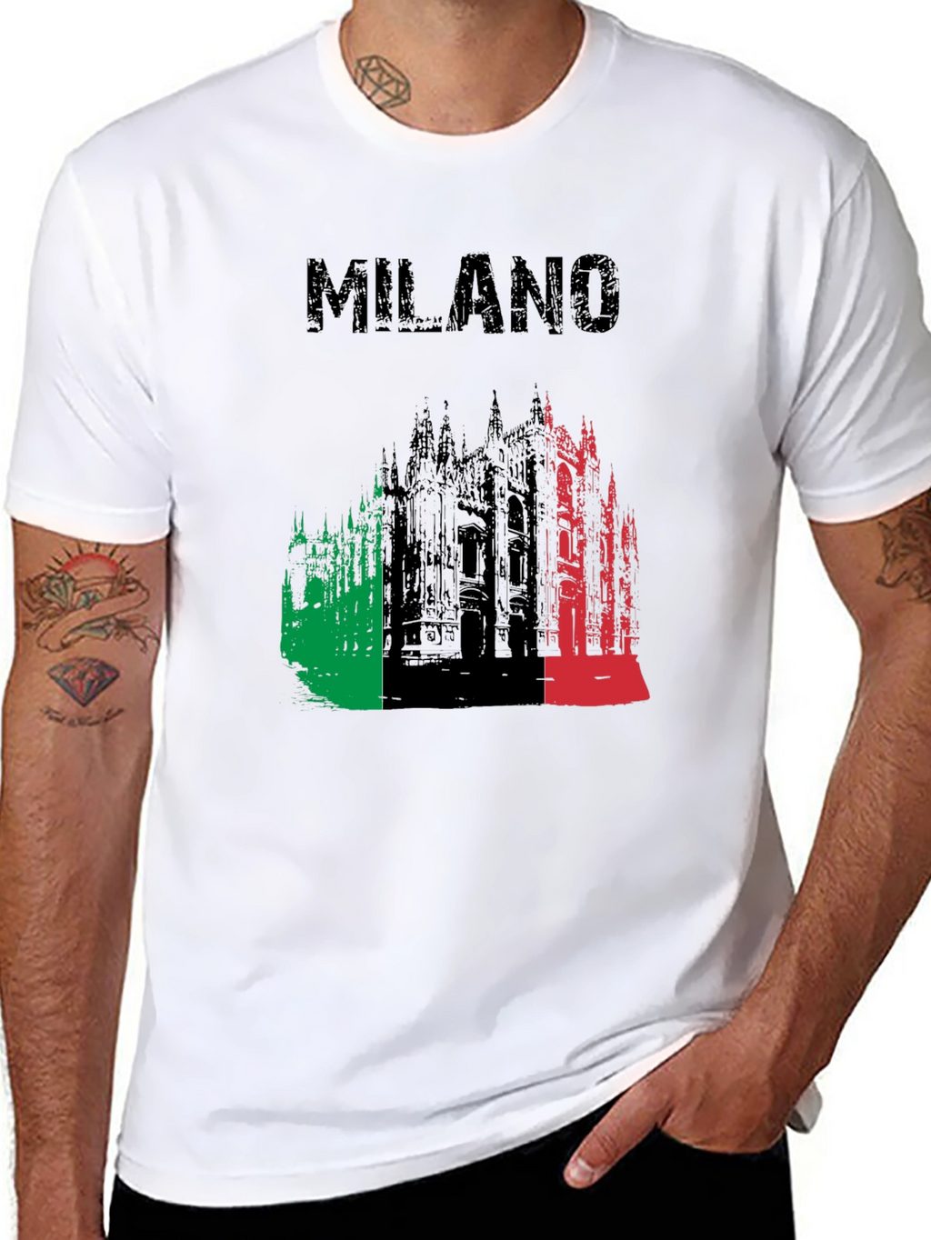 Milano Italy T-Shirt | Italian Flag Cathedral Design