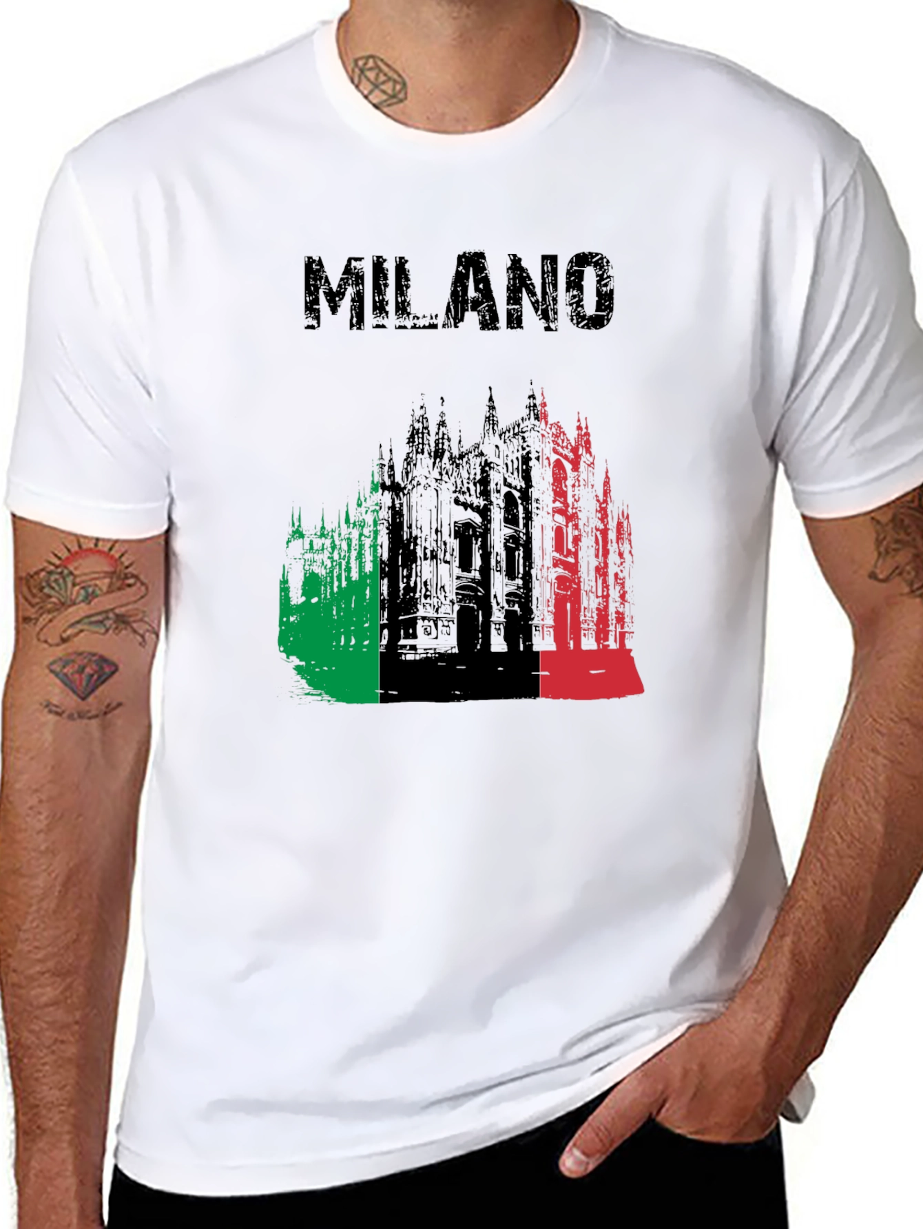Milano Italy T-Shirt | Italian Flag Cathedral Design