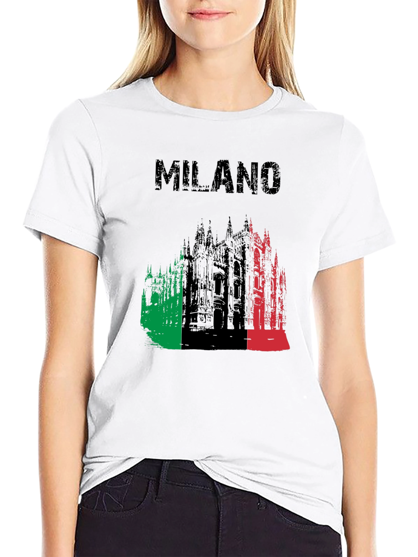 Milano Italy T-Shirt | Italian Flag Cathedral Design