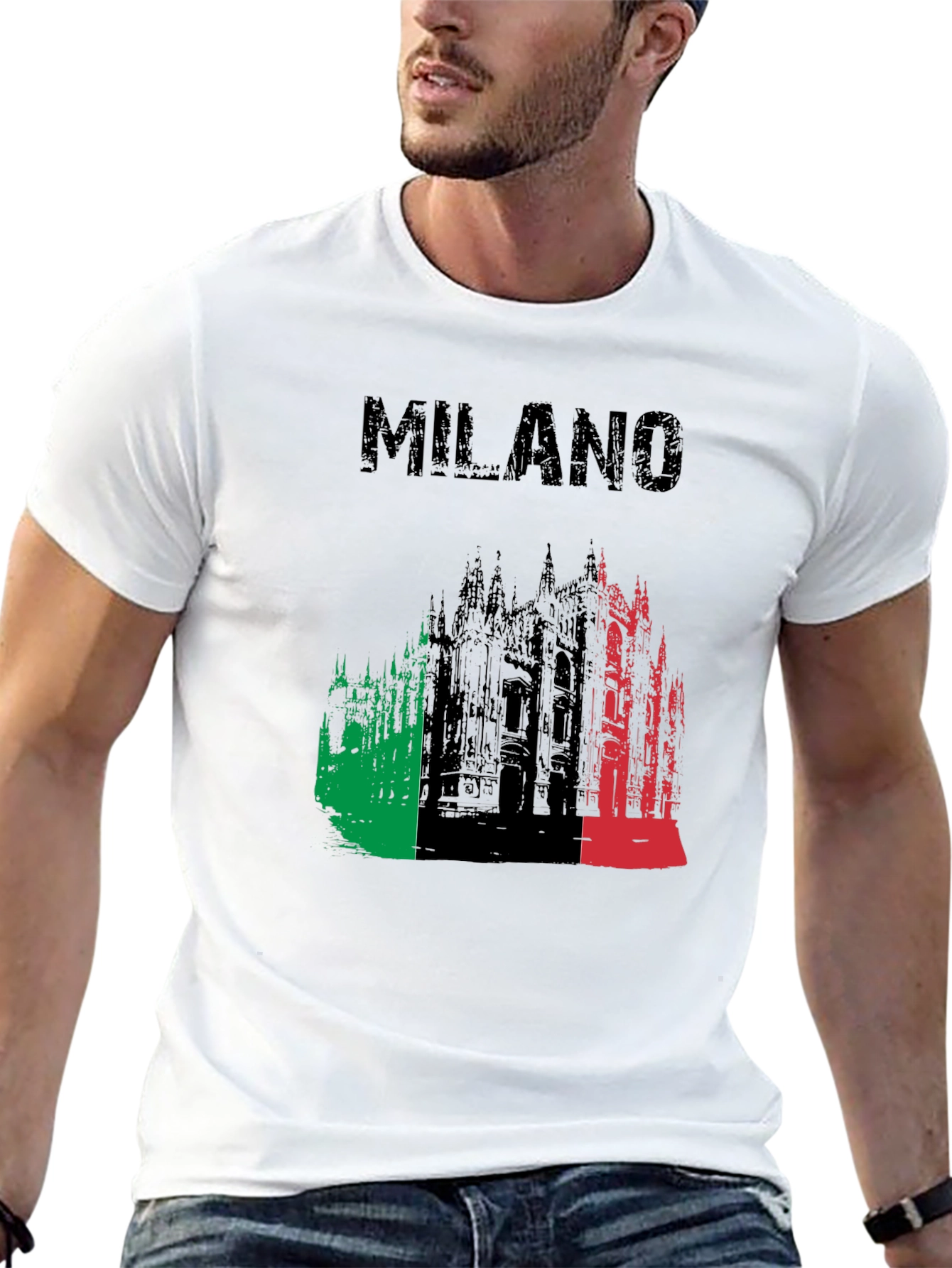 Milano Italy T-Shirt | Italian Flag Cathedral Design