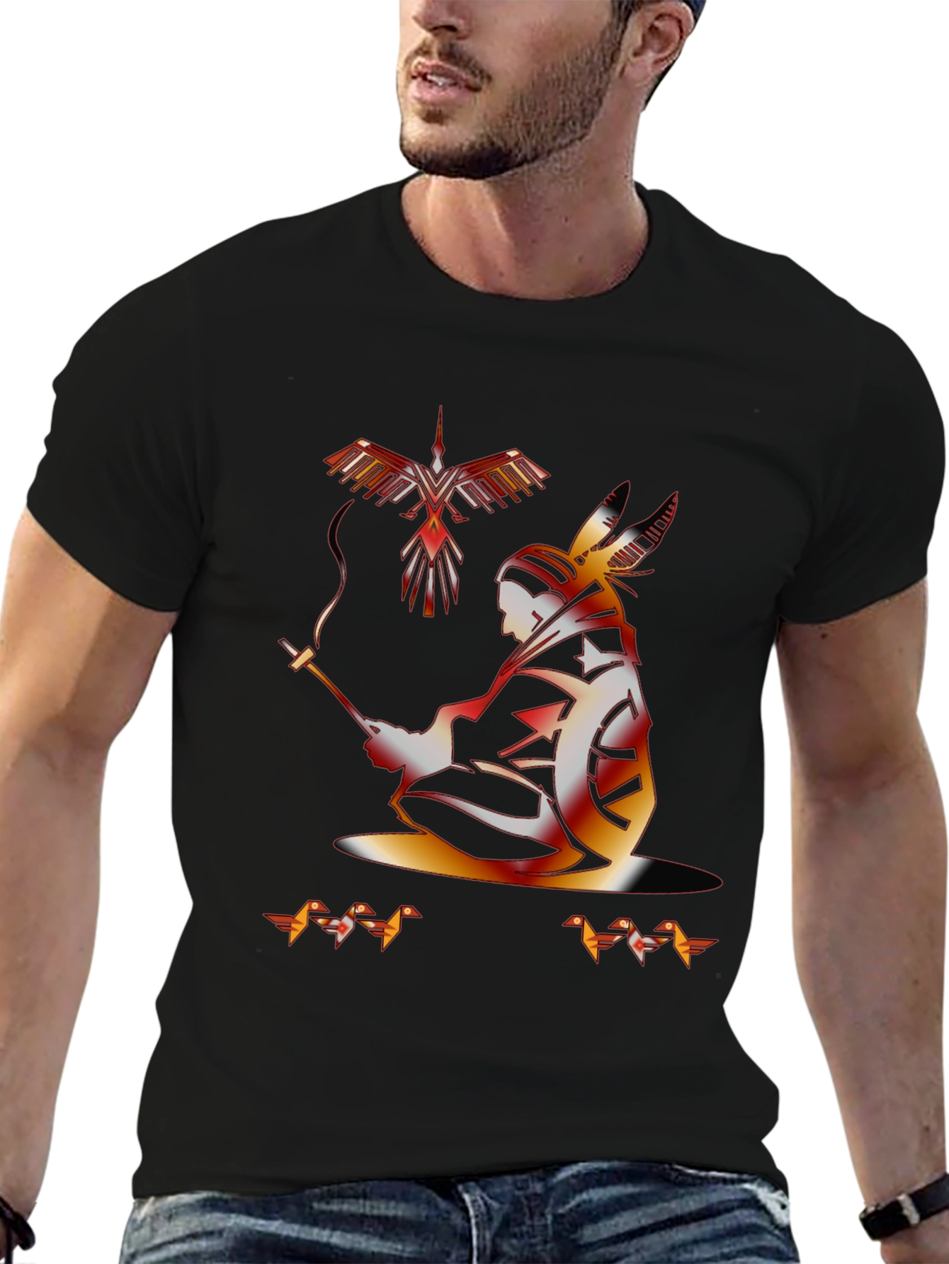Native American Graphic Black T-Shirt