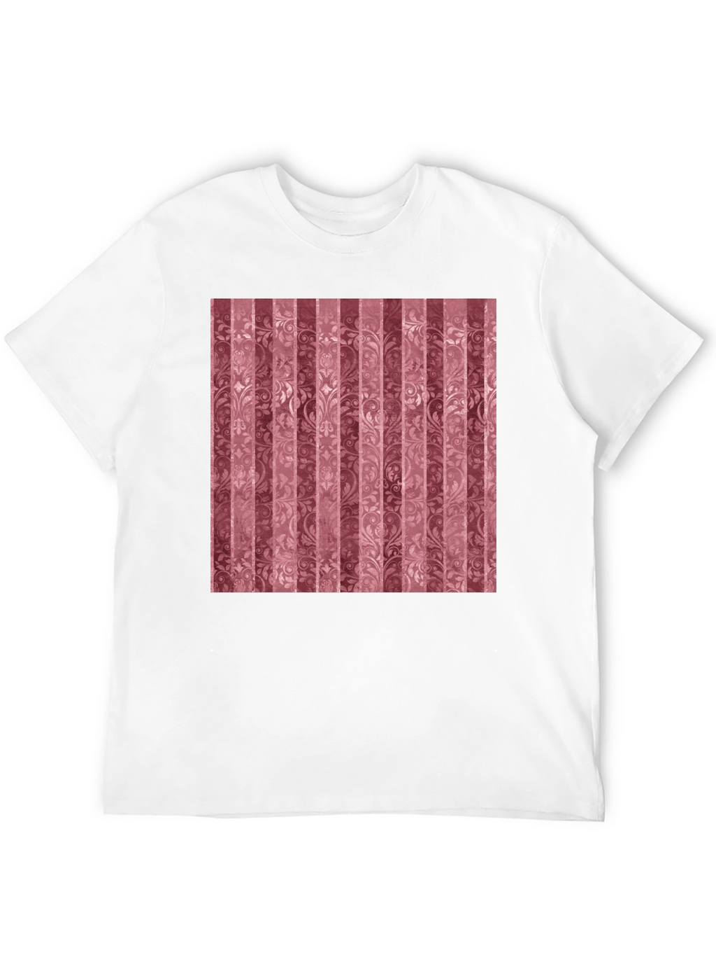 Striped Floral Pattern Black T-Shirt