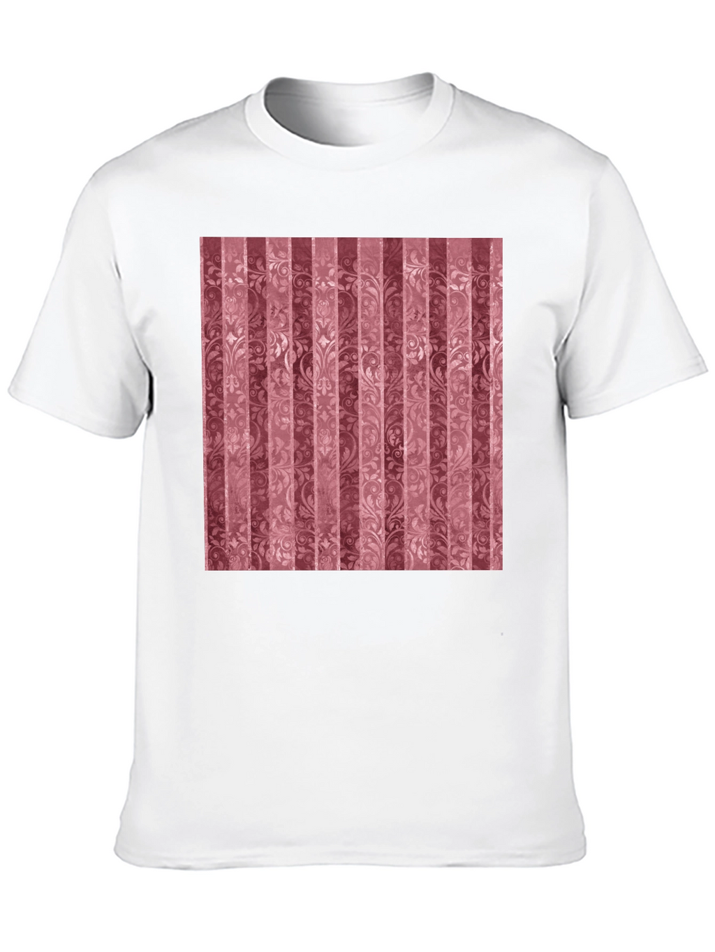 Striped Floral Pattern Black T-Shirt