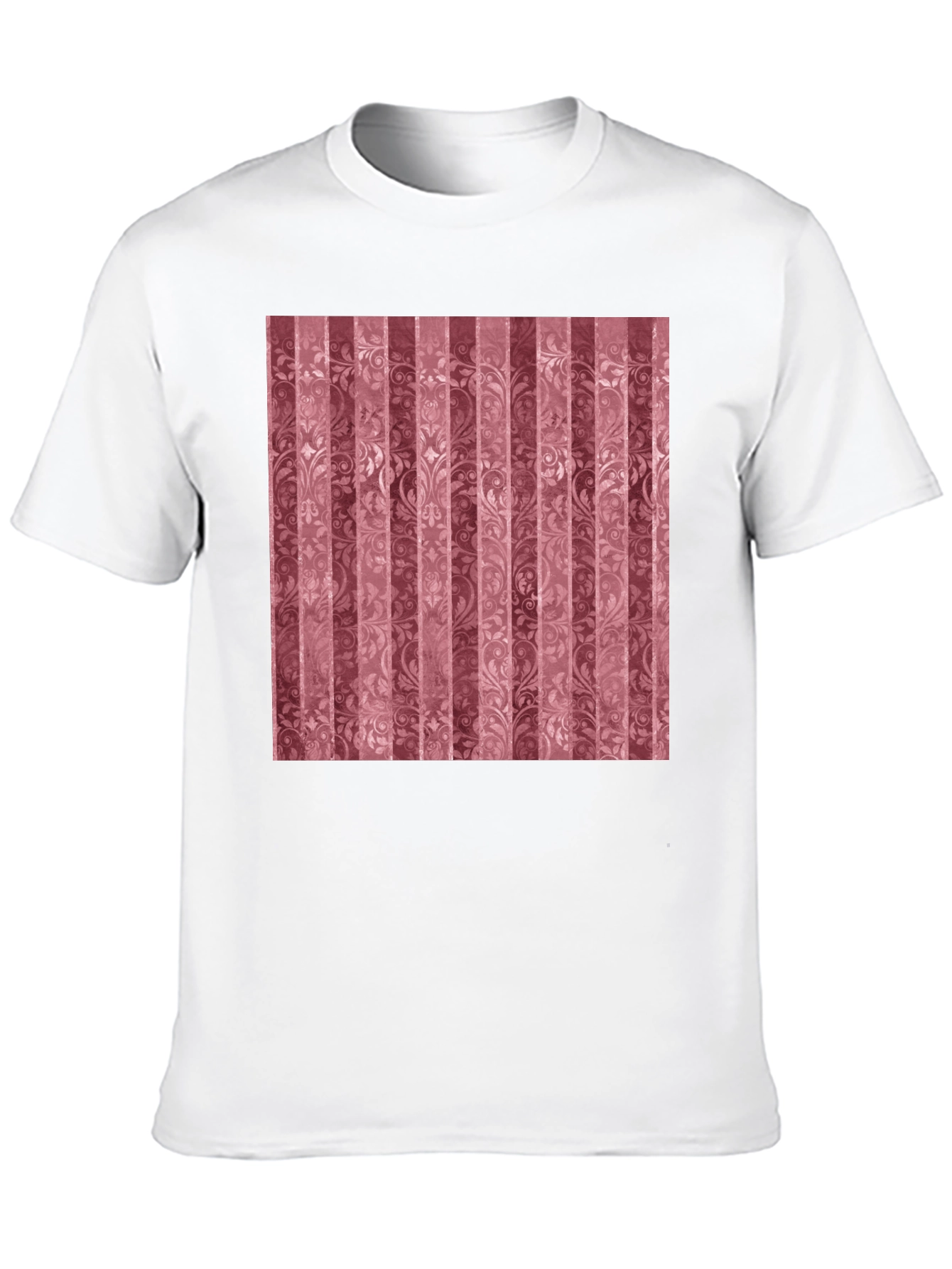 Striped Floral Pattern Black T-Shirt