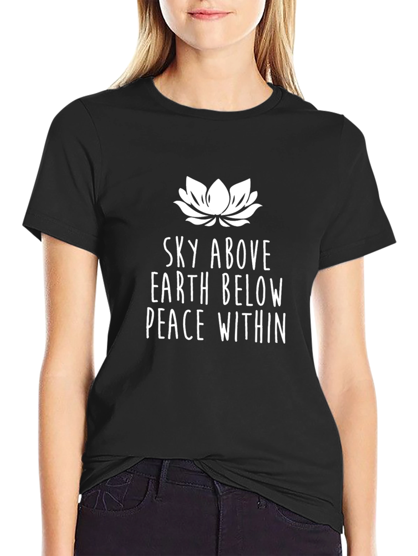 Sky Above Earth Below Peace Within Black T-Shirt