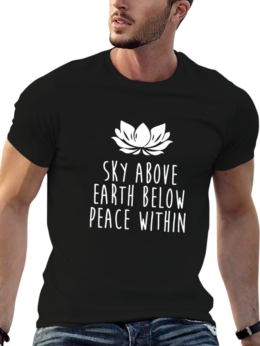 Sky Above Earth Below Peace Within Black T-Shirt