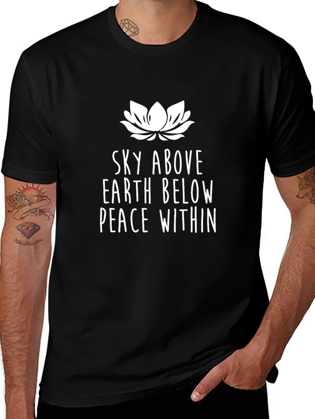Sky Above Earth Below Peace Within Black T-Shirt