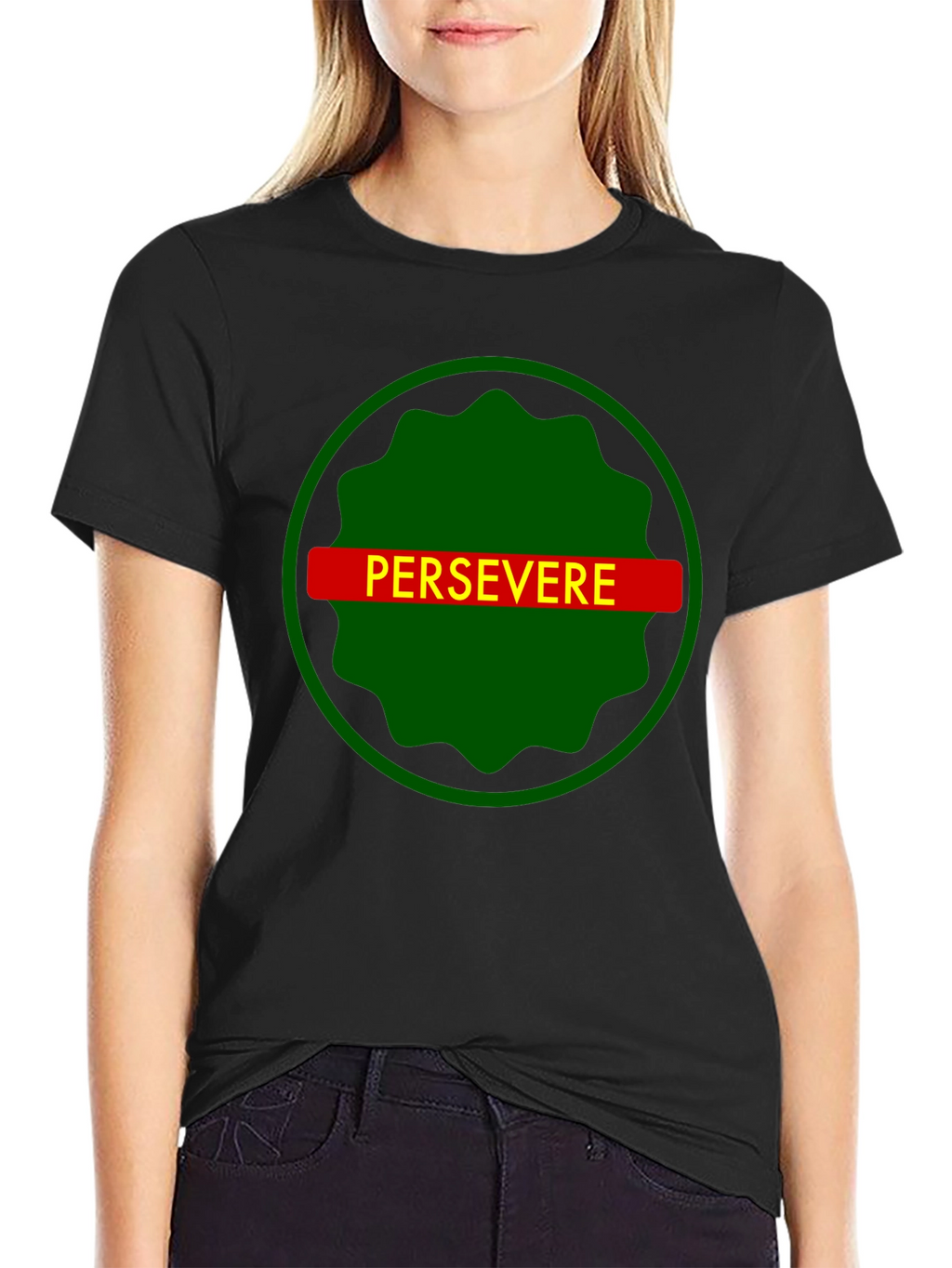 Persevere Graphic Tee - Black Cotton T-Shirt