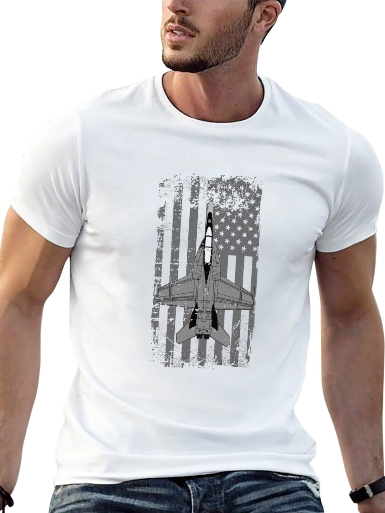 Patriotic Jet Fighter Graphic T-Shirt