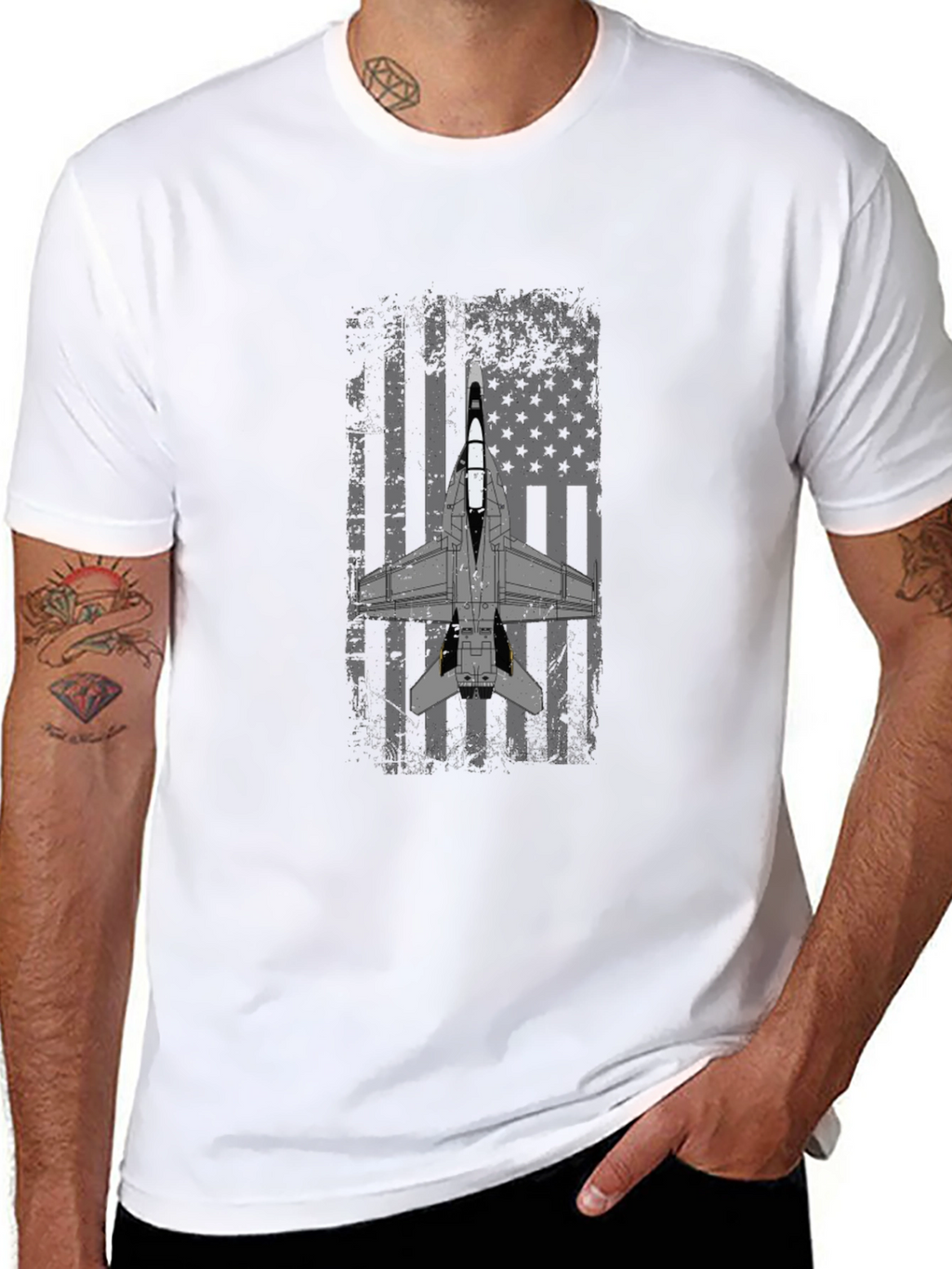 Patriotic Jet Fighter Graphic T-Shirt