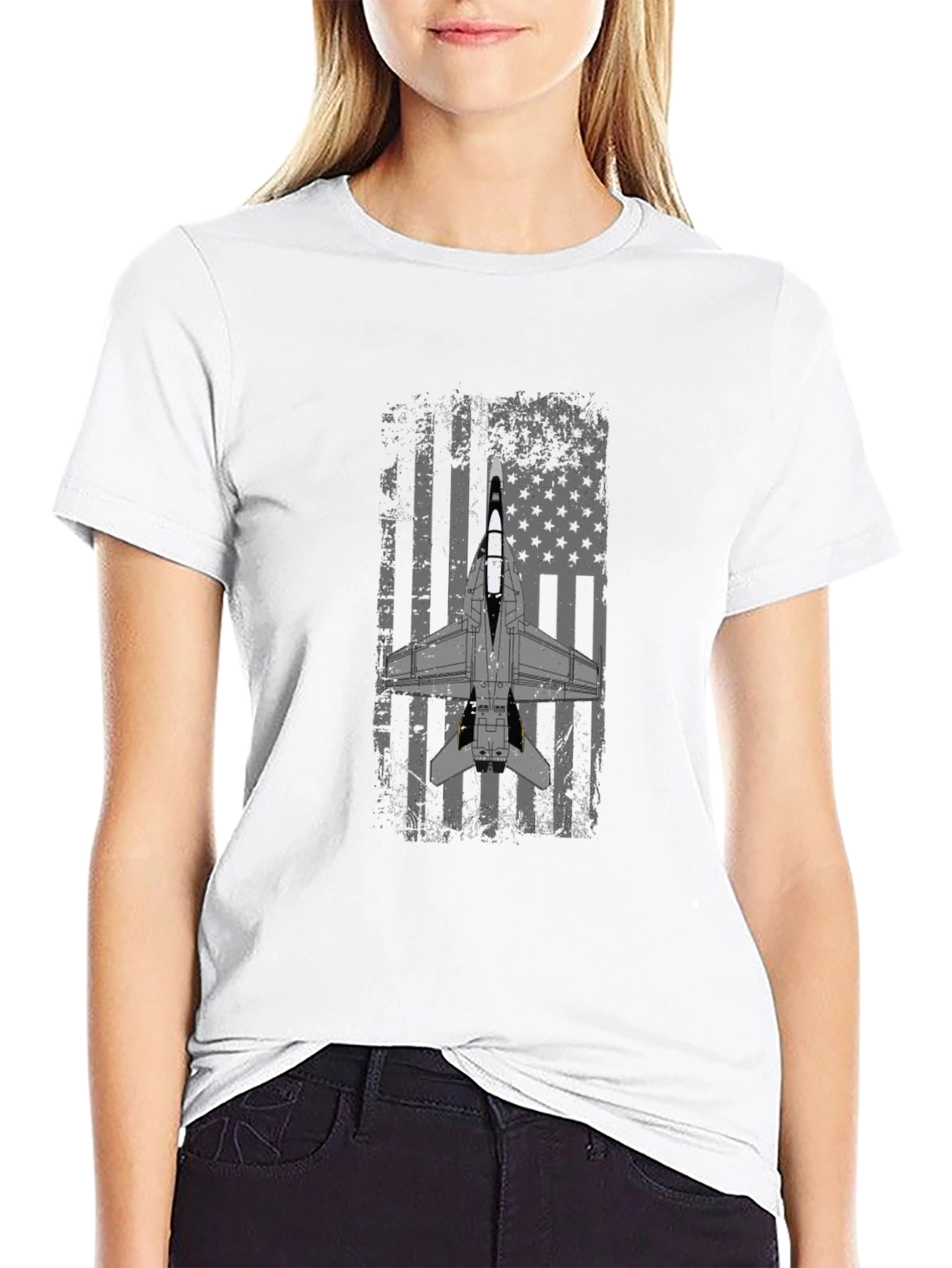 Patriotic Jet Fighter Graphic T-Shirt