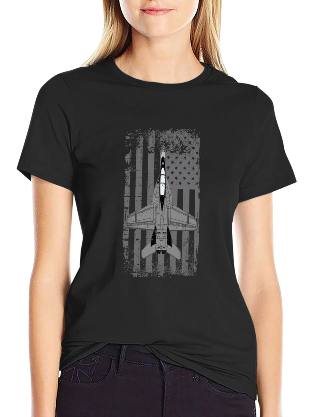 Patriotic Jet Fighter Graphic T-Shirt