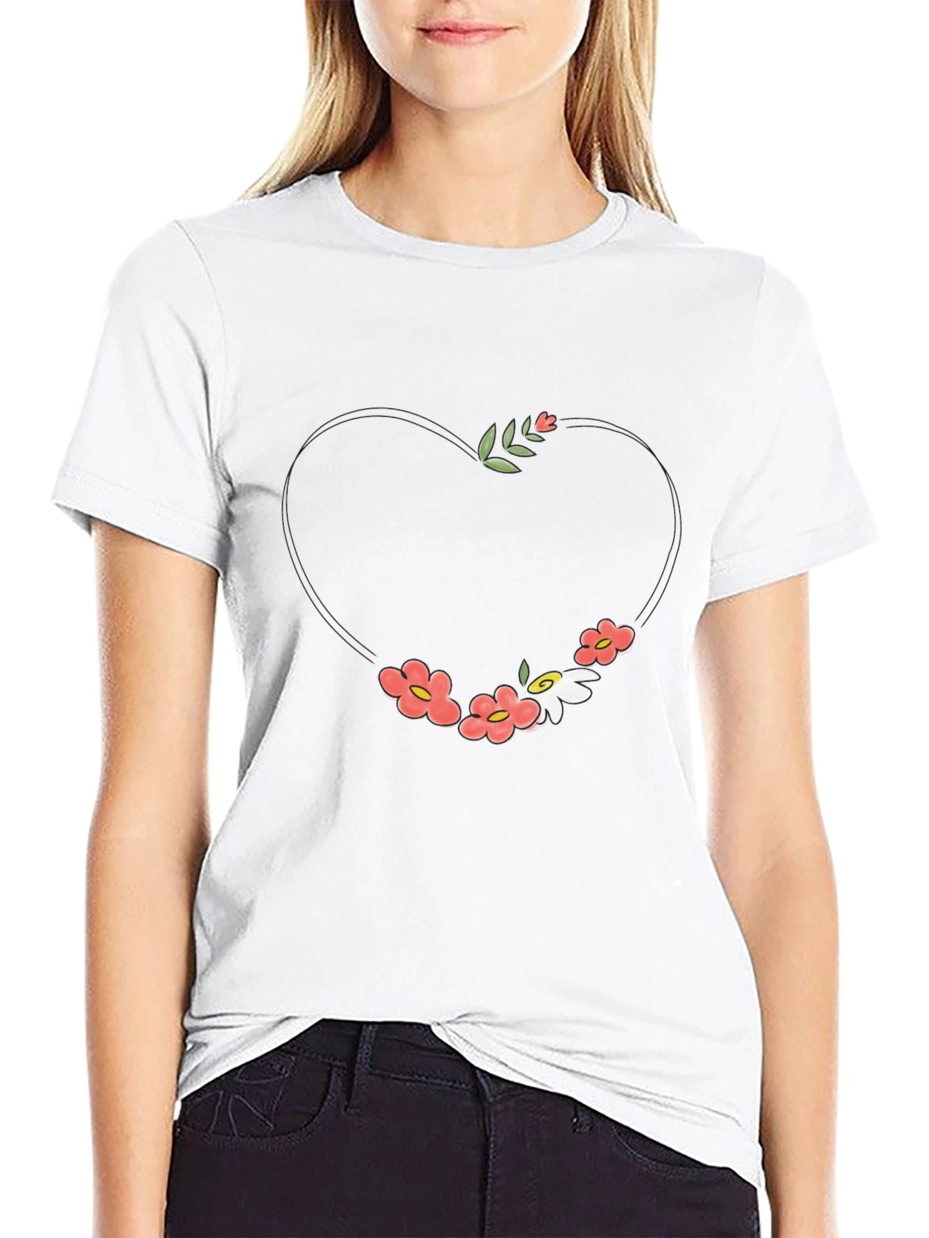 Floral Heart Graphic Tee - Stylish & Unique