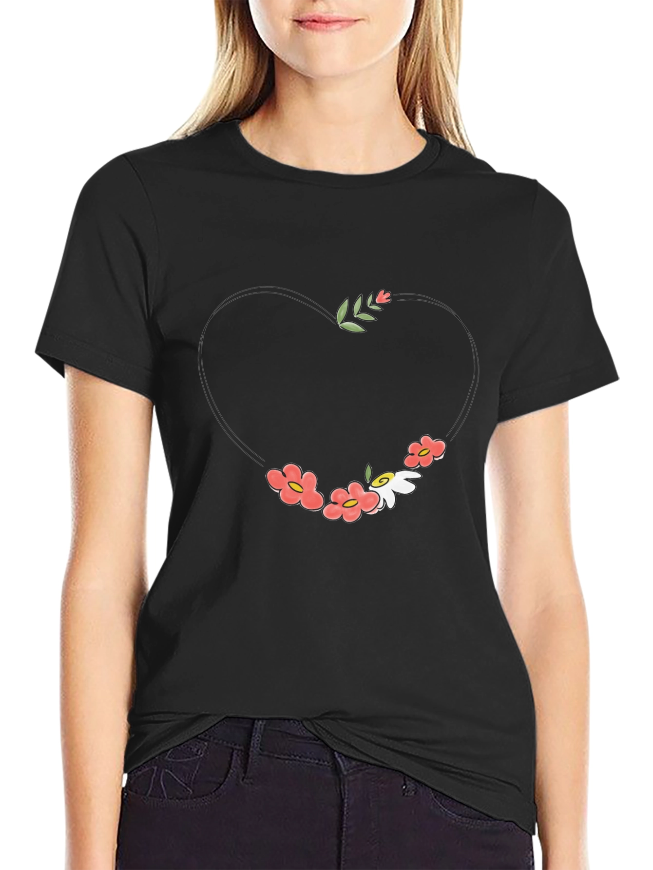 Floral Heart Graphic Tee - Stylish & Unique