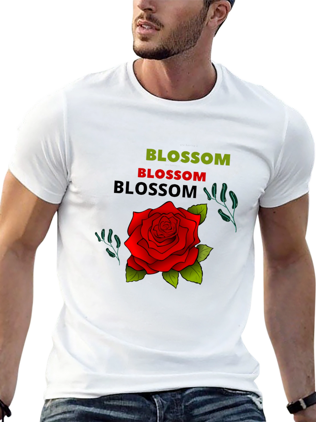 Blossom Rose Graphic Tee - Black Cotton T-Shirt