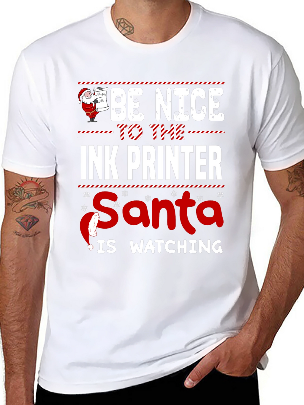 Be Nice to The Ink Printer Santa Watching T-Shirt