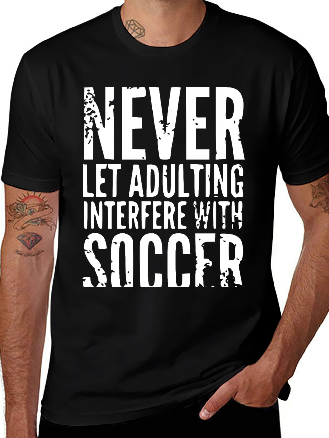 Funny Soccer T-Shirt - Never Let Adulting Interfere