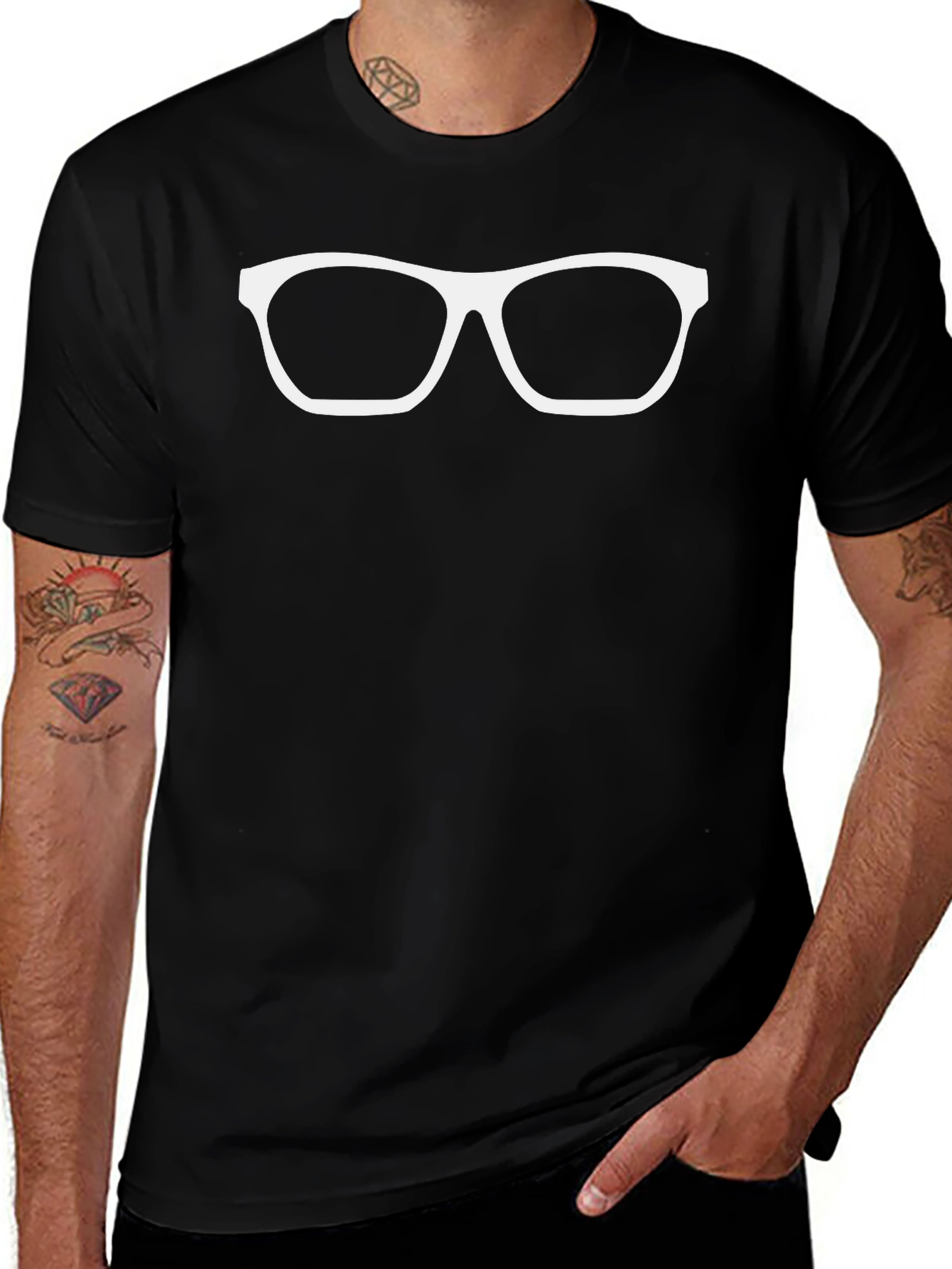 Geek Chic Glasses Graphic Tee - Black Cotton Shirt