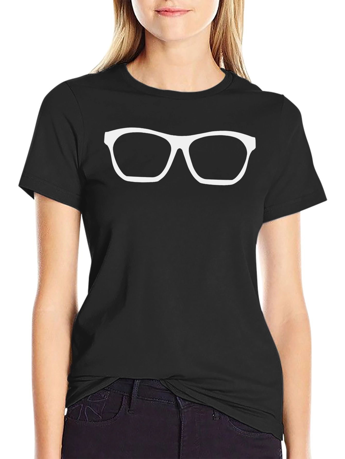 Geek Chic Glasses Graphic Tee - Black Cotton Shirt