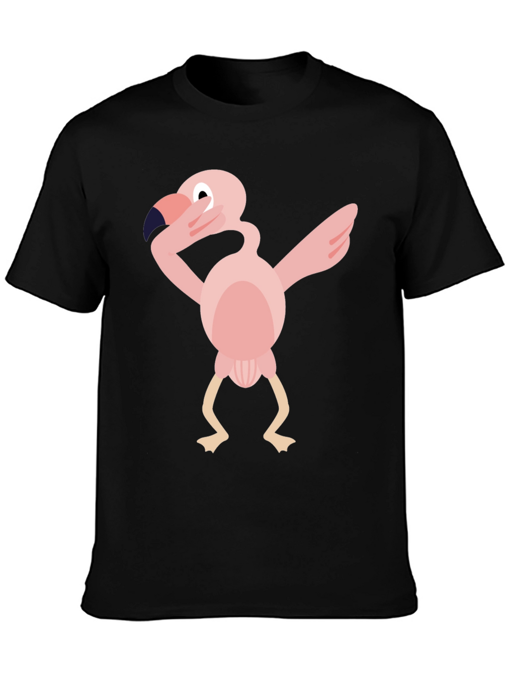 Dabbing Flamingo Graphic Tee - Black Cotton T-Shirt