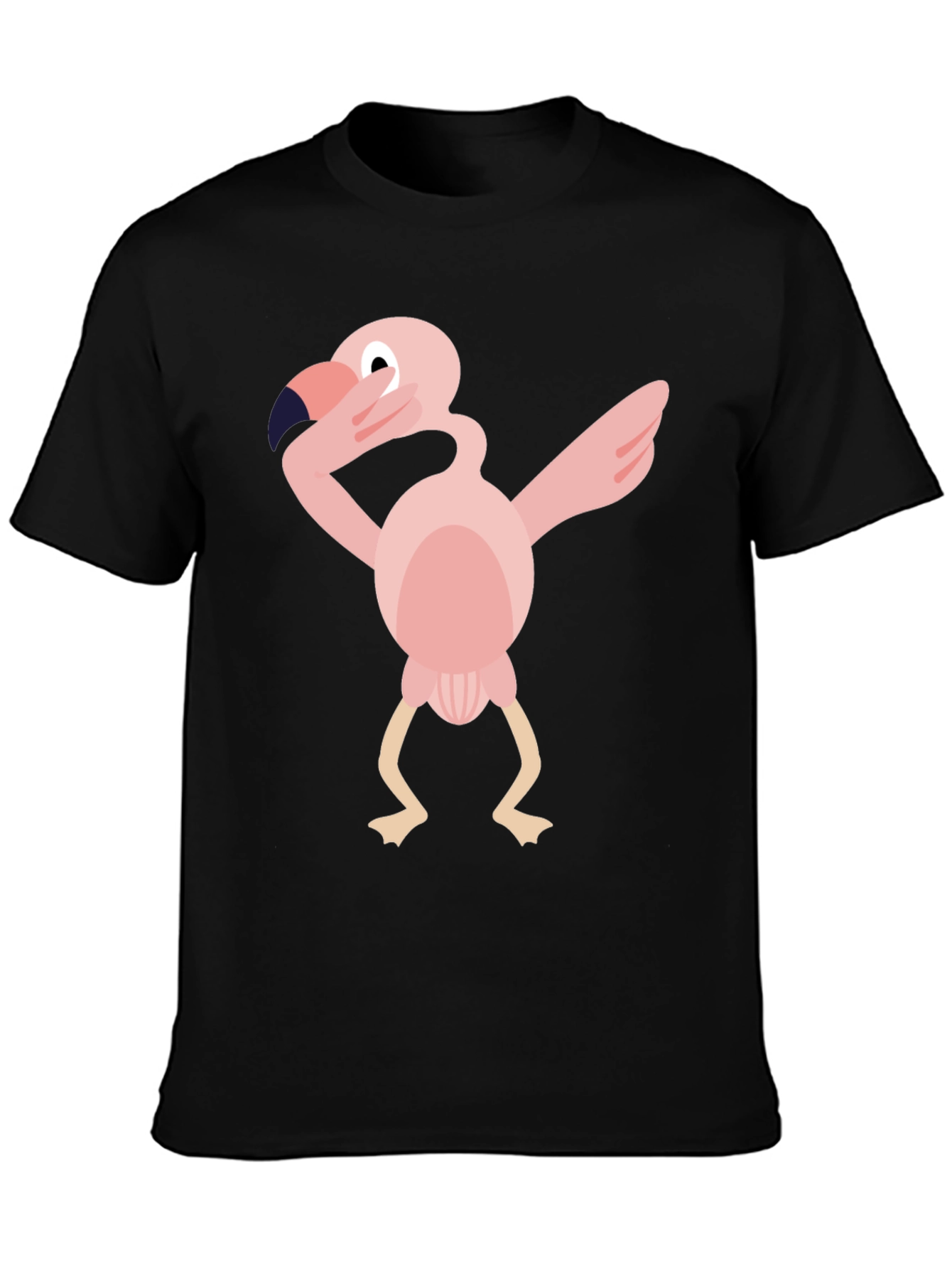 Dabbing Flamingo Graphic Tee - Black Cotton T-Shirt